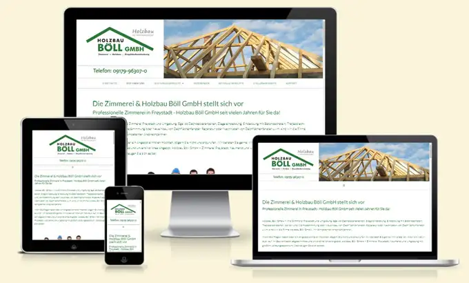 Landingpage vom Webdesigner Nürnberg. Holzbau Böll